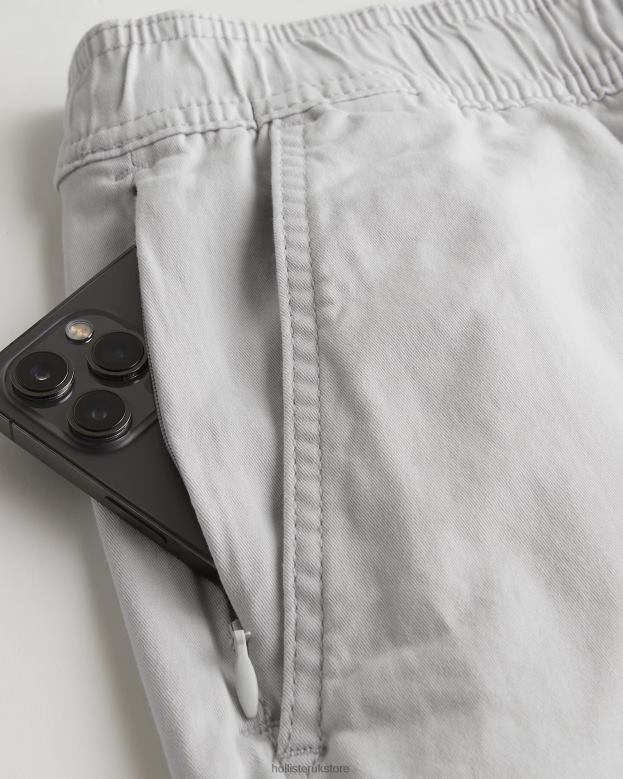 Bottoms Hollister Men Twill Jogger Shorts 9\\ 488201204 Light Grey